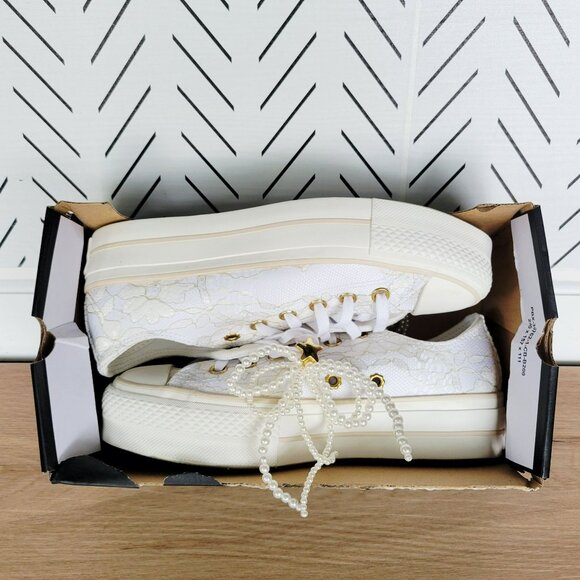 ⭐Converse Chuck Taylor Platform Pearls Lace 7 Women Shoes Party Sneaker A15197C - Picture 7 of 16